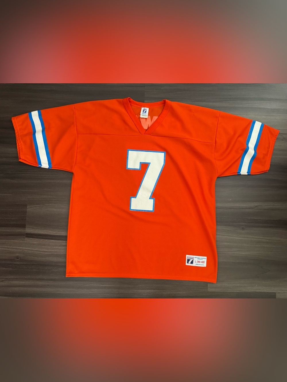 Vintage 80s 90s Denver Broncos John Elway Logo 7 NFL Home Jersey Men 46-48 Large